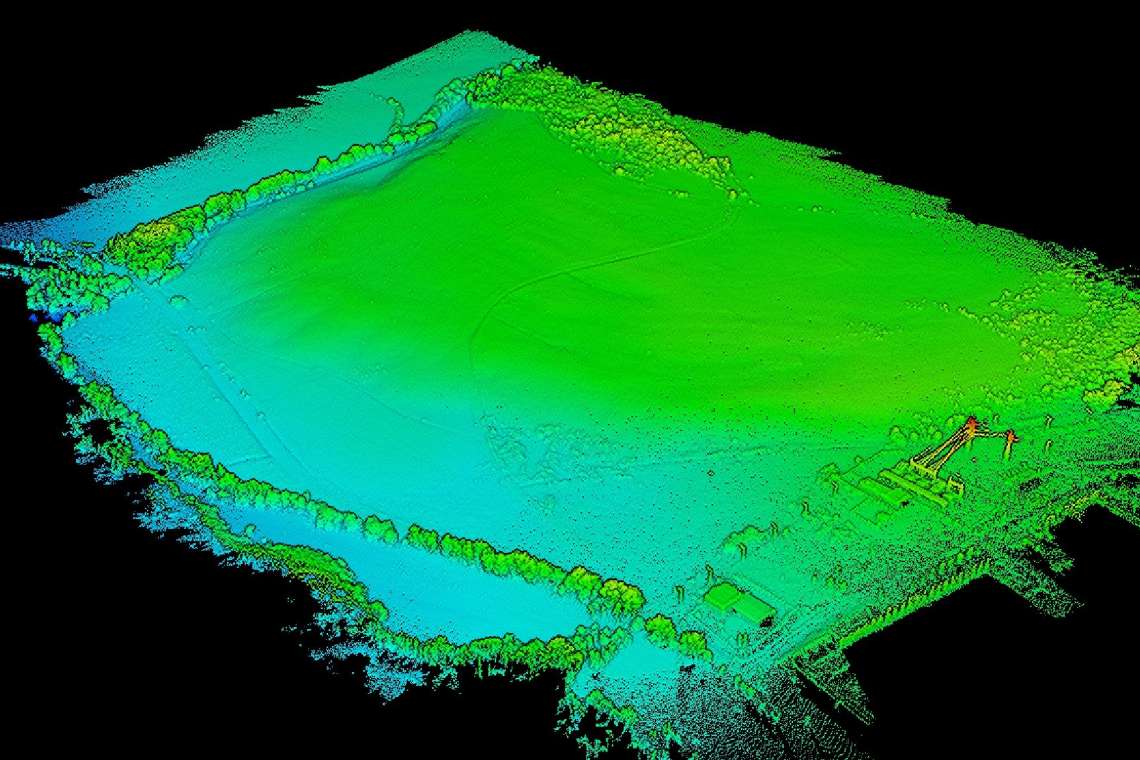 Screenshot mračná bodů z 3D modelu 40ha pozemku
