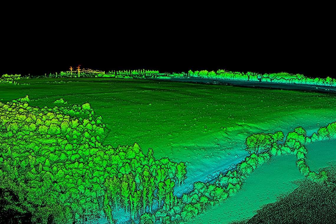 Screenshot mračná bodů z 3D modelu 40ha pozemku